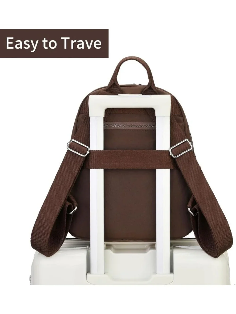 Lightweight Mini Nylon Backpack for Women, Casual Travel Daypack, 11L Brown
